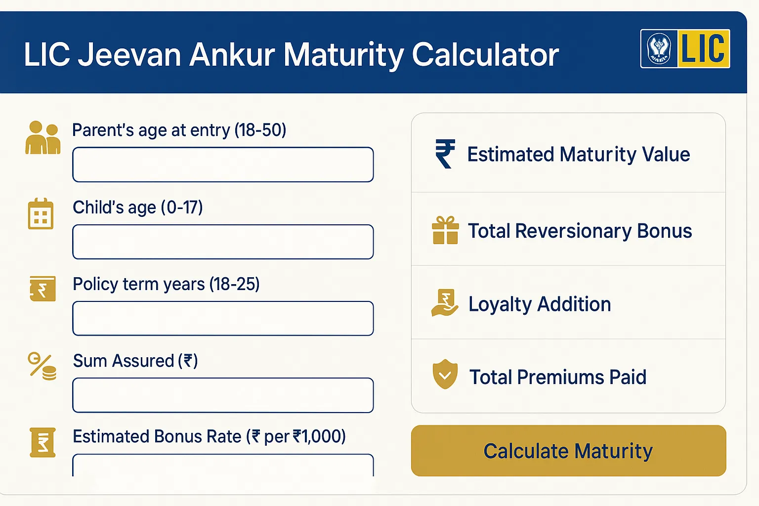 LIC Jeevan Ankur Maturity Calculator