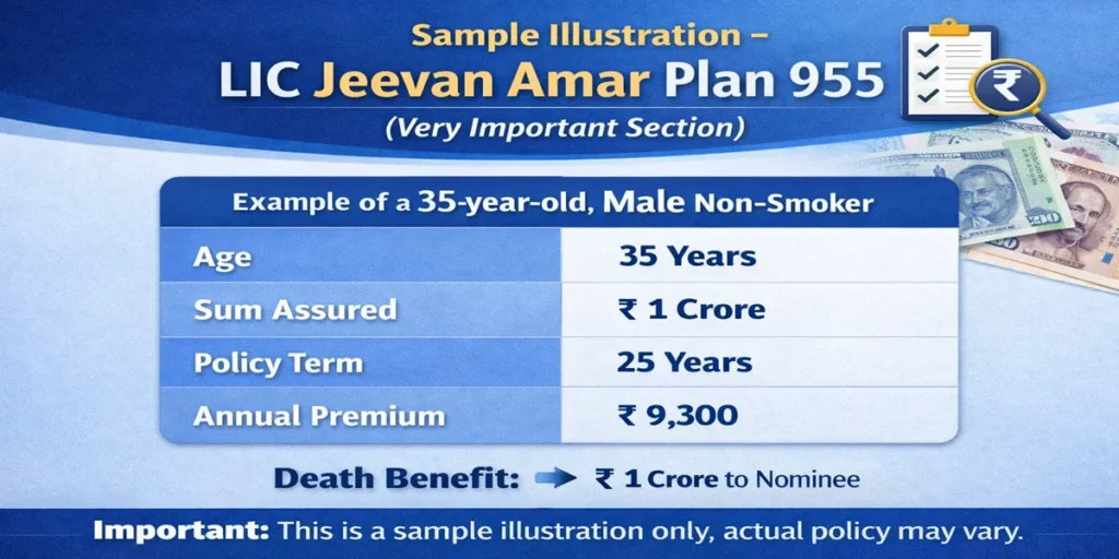 Sample Illustration – LIC Jeevan Amar Plan 955